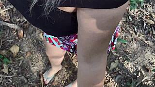 so this blonde slut had sex in the park with her married fan, getting a bareback blowjob and cum in mouth