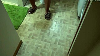 horny 18yo stepson catches milf pissing from hairy pussy