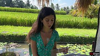 Cumwalk in public cafe eating pasta carbonara with sperm on face.