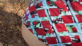 so this blonde slut had sex in the park with her married fan, getting a bareback blowjob and cum in mouth