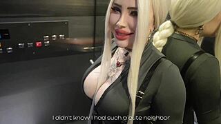 hard fucked stranger in the mouth in the elevator public sex with a housemate