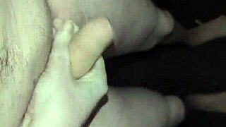 masturbating outside at night with monster cock in public