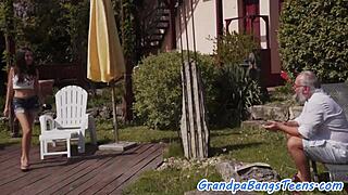 Busty 18-Year-Old European Gets Ass Jizzed by Grandpa