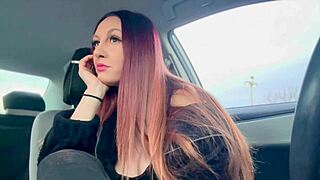 Italian Long Hair Big Tits Milf Artemisia Love Cigarette Smoking In The Car And Showing Her Nipple