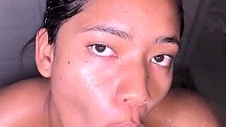 Amateur couple eats dessert before dinner