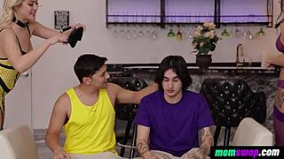 Exotic dancer step moms blindfold and tease their boys in this fun scenario