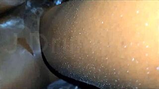 College boy waits while girlfriend creams on BBC inside.