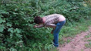 Milf wearing thong bodysuit on the trail