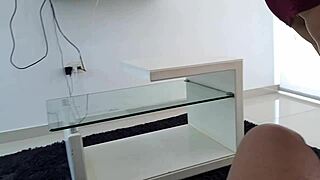 My stepmom sucks my monster cock in the living room and licks my balls passionately