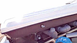 Public Pissing Teen Gives Risky Blowjob On Camping