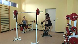 Lesbian training two sluts at the gym