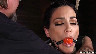 i'm suspended and my pussy gets roughly fucked in this bdsm session