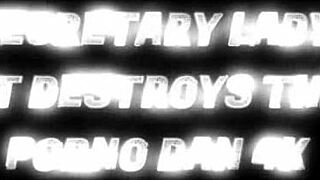 sexy secretary lady dees squirts and destroys the bed