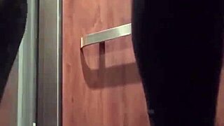 Horny couple fucks in elevator after bar party. They get caught in public outdoor spot