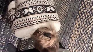 Horny couple fucks in elevator after bar party. They get caught in public outdoor spot