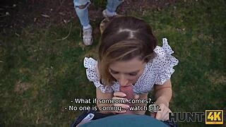 Shy babe picked up for public sex