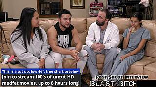 Mia spreads her shaved pussy and gets it blasted with cum in missionary