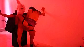 Halloween night I fucked a big rabbit in lingerie at the nightclub.