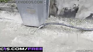 Teen Marina loses control while walking outdoors and wets her jeans in a cute, humiliating moment.