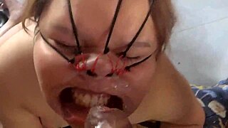 i fuck her face and cum on her nose