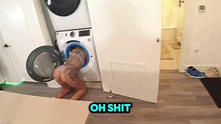 My Big Butt Roommate Stephanie Love Gets Stuck In The Dryer Machine