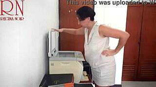 Sexretary Security Cam In Office Stupid Secretary And Scanner Scans Boobs And Pussy On Mfp 1