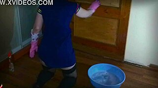 Mrs. Lazinski portrays a naive mature maid in this amateur couple scene