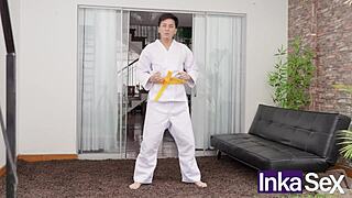 Young karateka seduces huge-ass stepmother in bedroom