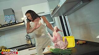 FAKEHUB - THANKSGIVING DINNER WITH KINKY FAMILY GETS WEIRD WHEN HORNY STEP MOM MILF SEDUCES TEEN 18+ STEP SON BY OFFERING UP HER ASS FOR ANAL AND PUSSY FOR CREAMPIE AFTER BLOWJOB AND SEX