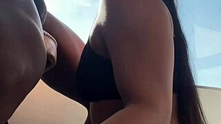 Cute amateur girl discovers big black cock, leading to ass play and facial