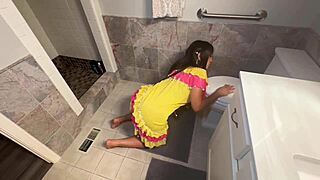 Amira Ali, The Exotic Brunette Maid, Masturbates And Squirts With Big Nipples