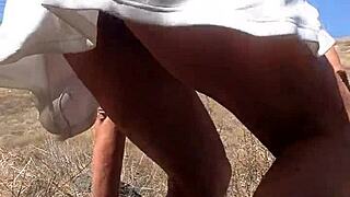 Milf Uses Dildo For Outdoor Masturbation In Dress