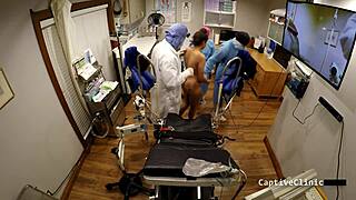 Michelle Anderson in Fema camps, spreading pussy with dildo humiliation backstage