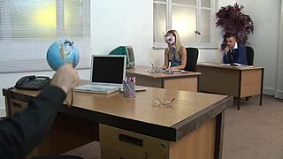 Anal pounding in office costumes!