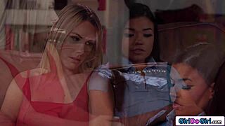 busty stepmom performs oral on latin stepdaughter