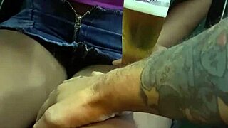 Oh no, my sexy latina stepdaughter is without panties in the public bar!