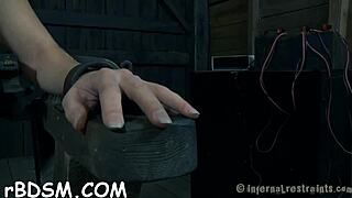 Bound Girl Sucking Hairless Cunt and Punished with Electricity