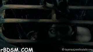 Bound Girl Sucking Hairless Cunt and Punished with Electricity