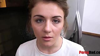 rosalyn sphinx plays with step daddy's balls in kitchen