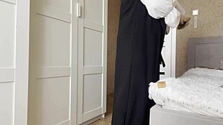 stroke your cock like this, arab khalifa in stockings instructs her stepson