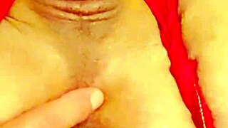 Shemale enjoys solo masturbation with wide pussy and orgasmic release