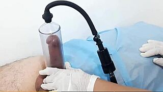 The doctor says, 'Let me massage your cock to enlarge it, patient.' Then she gets excited for muff diving.