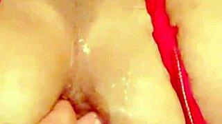 Shemale enjoys solo masturbation with wide pussy and orgasmic release