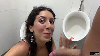 cum on face in public locker room and cumwalk at the waterfall