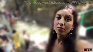 cum on face in public locker room and cumwalk at the waterfall