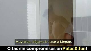 Watch as BFF catches stepbrother creaming his sister's pussy in Spanish taboo threesome