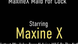 Asian cleaning lady maxine x gets banged by her boss's huge dick