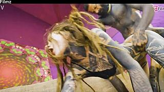 tattoed couple hard fucking and anal play - anal sloppy blowjob rough goth punk alt porn zf038