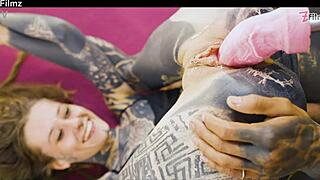 tattoed couple hard fucking and anal play - anal sloppy blowjob rough goth punk alt porn zf038