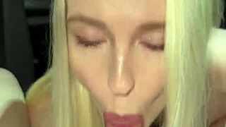 FUCKED busty sexy blonde in the CAR and CAME on her face